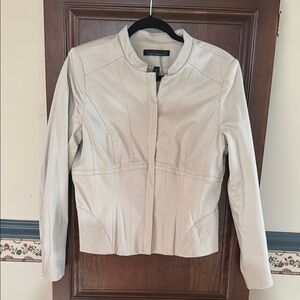 White House Black Market Cream Jacket with Modern Silhouette